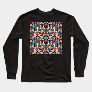 Iconic Retro Pop Culture Pattern Long Sleeve T-Shirt
